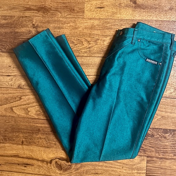 Roughrider • Vintage • USA • Metallic Green • Western •Size 11/12 (32/34)• Jeans - Picture 3 of 10